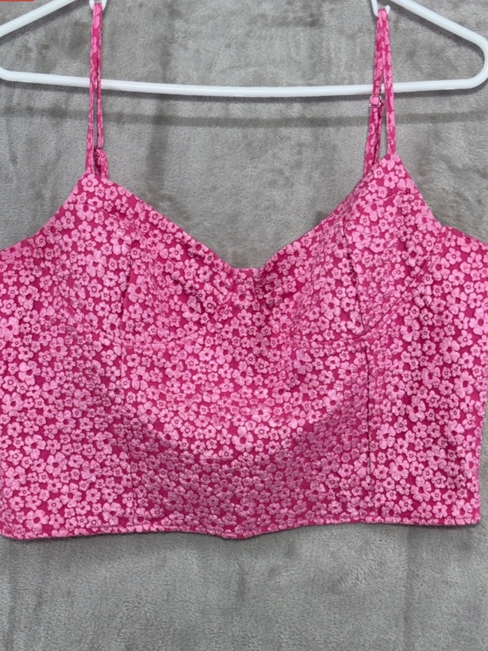 Altar'd State Pink Floral Cottagecore Textured Corset Crop Top Fuschia Size XXL